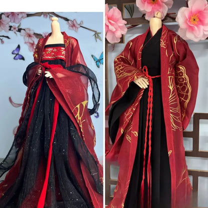 Fashion 1/6 Doll Clothes Set – 30cm Male & Female BJD Antique Couple Hanfu Outfit, Doll Accessories (No Doll)