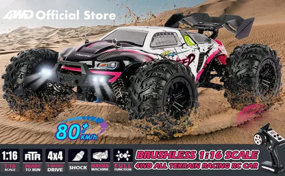 4WD Remote Control Car – Off-Road 4x4 RC High-Speed Buggy Truck, Brushless 50/80KM/H Drift Racing Toy for Kids & Adults