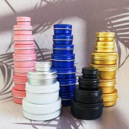 Mini Aluminum Tin Boxes – Round Metal Containers with Lids for Cosmetics, 5g-60g, Multiple Colors