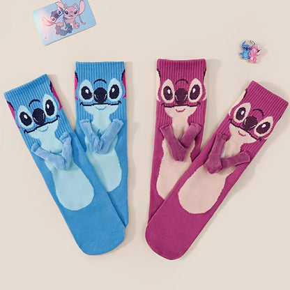 Disney Stitch Hand-in-Hand Sock Magnet — Fun Cartoon Fashion, Soft & Comfortable Christmas Stocking Toy Gift for Kids & Adults