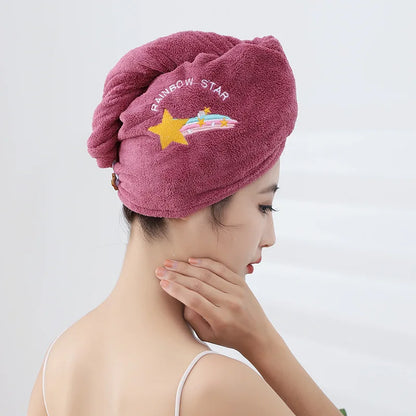 Quick-Drying Microfiber Towel Shower Cap Combo for Women - Soft Bath Hat for Dry Hair, Lady Turban Head Wrap