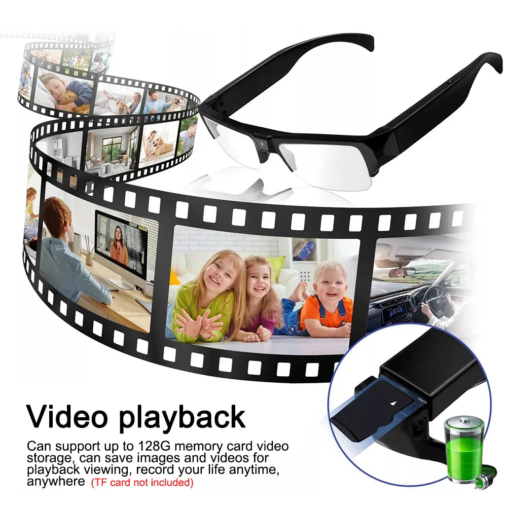HD 1080P Mini Camera Glasses – DVR Video Recording Sports Sunglasses for Driving, Outdoor & Conference Use