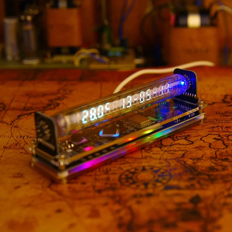 Nixie Tube Table Clock - Vintage Vacuum Tube Digital Glow Clock for Desk, Office & Room Decor