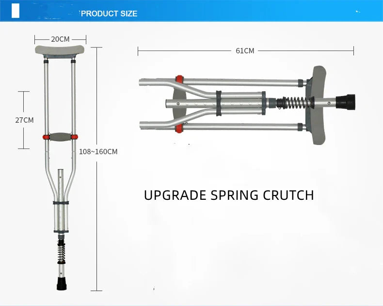 Aluminum Alloy Detachable Foldable Underarm Crutches — Armpit Walking Stick Mobility Aid for Elderly & Disabled