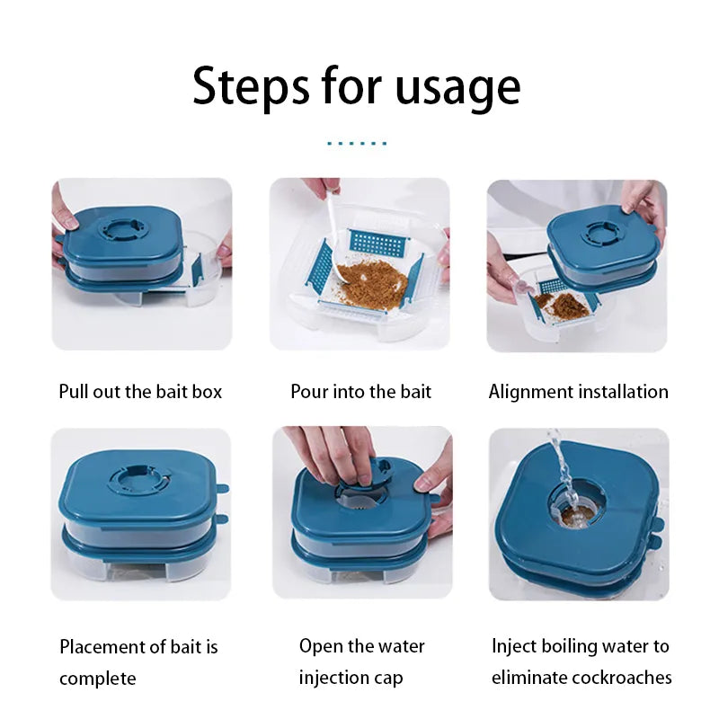 Cockroach Trap Box - Reusable Household Cockroach Catcher and Killer, Insect Control for Kitchen and Garden, Pesticide-Free