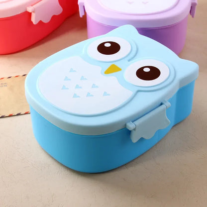 Portable Plastic Children’s Bento Box – Lunch Box Food Container with Carton Design, Dinnerware & Cutlery Set