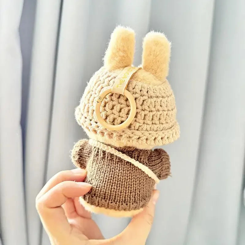 17cm Mini Plush Doll Clothes — Kpop EXO Labubu Idol V1 V2 Outfit Set with Sweater & Headband, Doll Accessories Gift