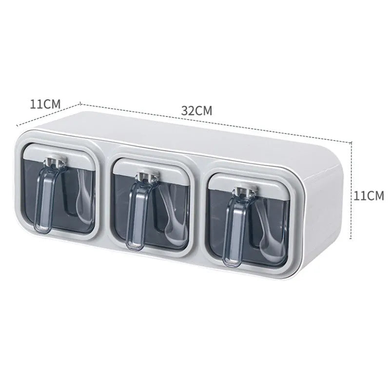 Kitchen Wall Mount Spice Rack Organizer Set - Spice Boxes, Sugar Bowl, Salt Shaker, and Seasoning Container for Efficient Storage