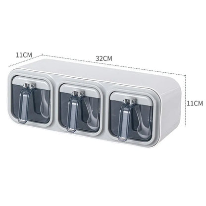 Kitchen Wall Mount Spice Rack Organizer Set - Spice Boxes, Sugar Bowl, Salt Shaker, and Seasoning Container for Efficient Storage
