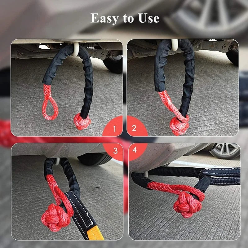 41,000lbs Soft Shackle Synthetic Rope – Heavy Duty Offroad 4X4 Tow Shackle Strap with Protective Sleeve for Jeep, Truck, SUV