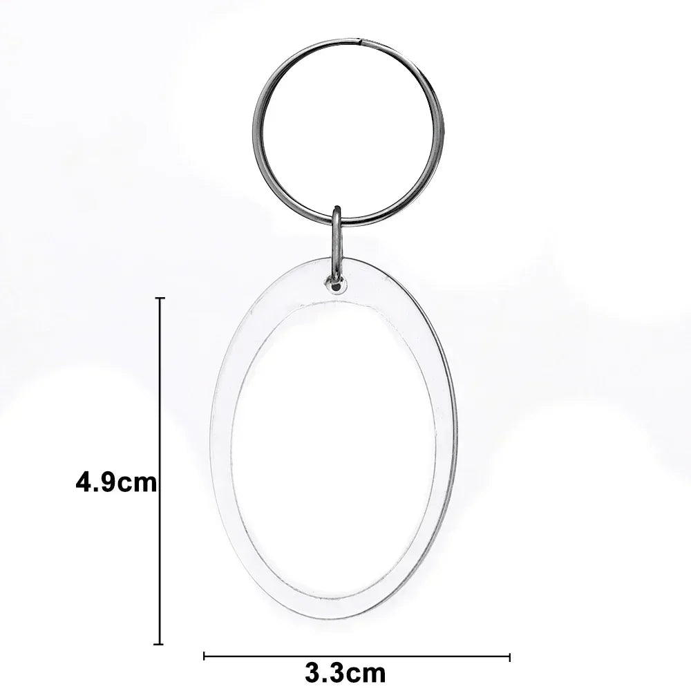 Clear Acrylic Photo Frame Keychains – Blank Rectangle Keyrings for Double-Sided Photos, DIY Supplies (5-100PCS)