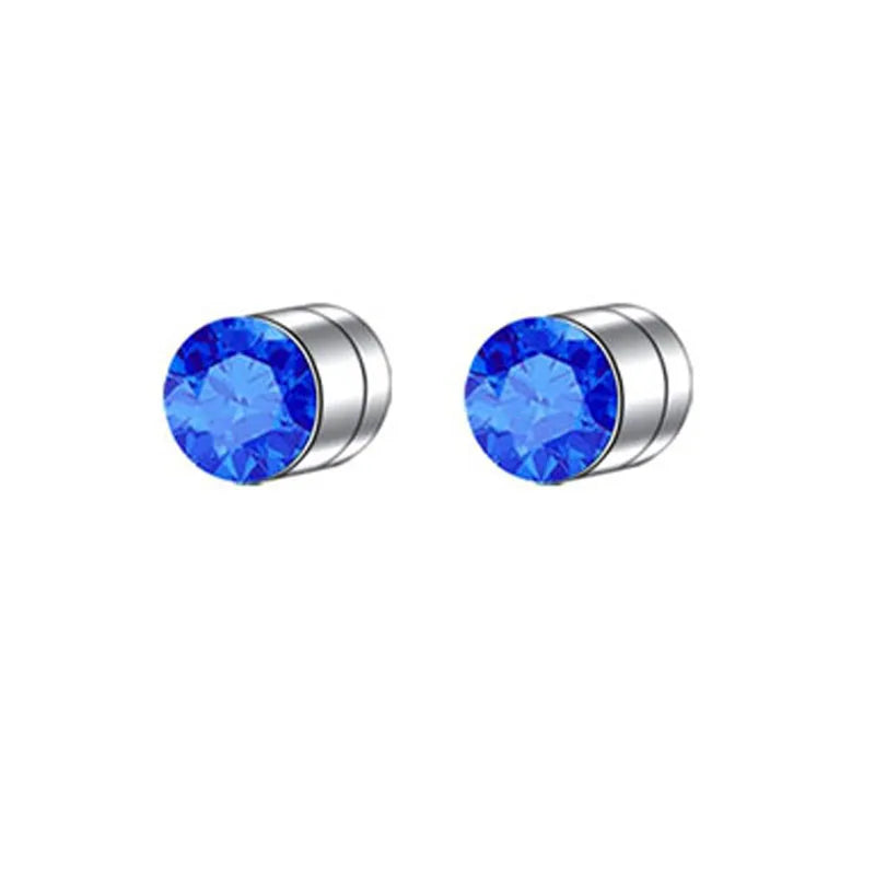 Magnetic Cubic Zirconia Clip-On Earrings Set – Non-Pierced Fake Stud, Cross Dangle & Hoop Styles for Men & Women