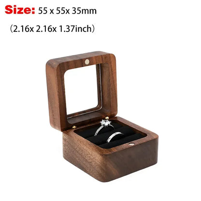 Personalized Walnut Wooden Ring Box - Custom Name Engagement & Wedding Anniversary Gift