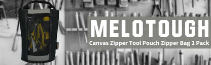 MELOTOUGH Canvas Tool Pouch | 2-Pack Zipper Bags with Mesh Window & Hanging Grommets