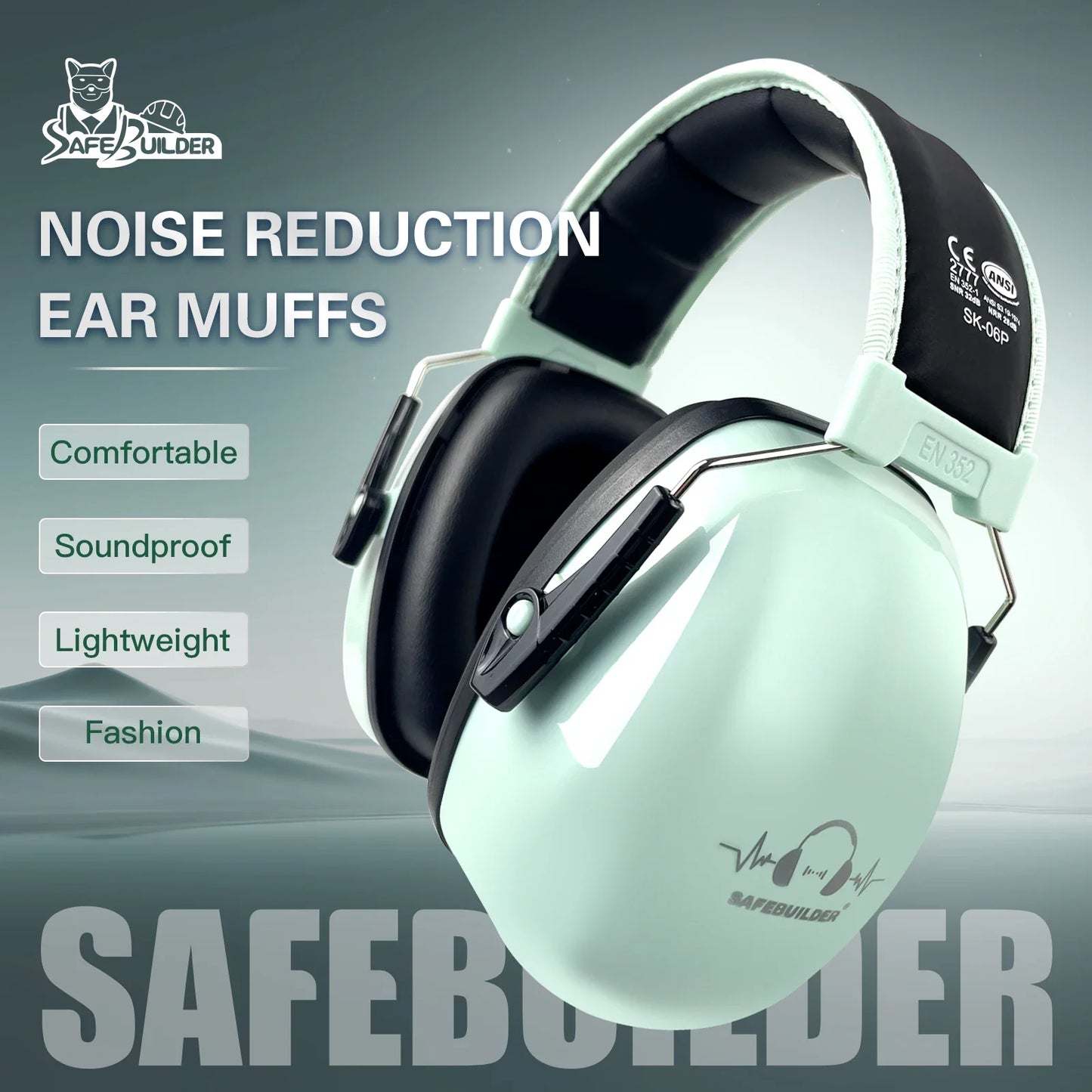 Adjustable Noise Reduction Ear Muffs NRR 28dB – SK-06P Hearing Protection Ear Defenders for Work, Mowing & Industrial Use
