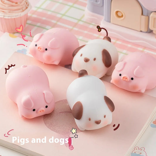 Funny Pulling Pets Squishy Toy – Stretchy Puppy & Piggy Stress Ball for Kids & Adults