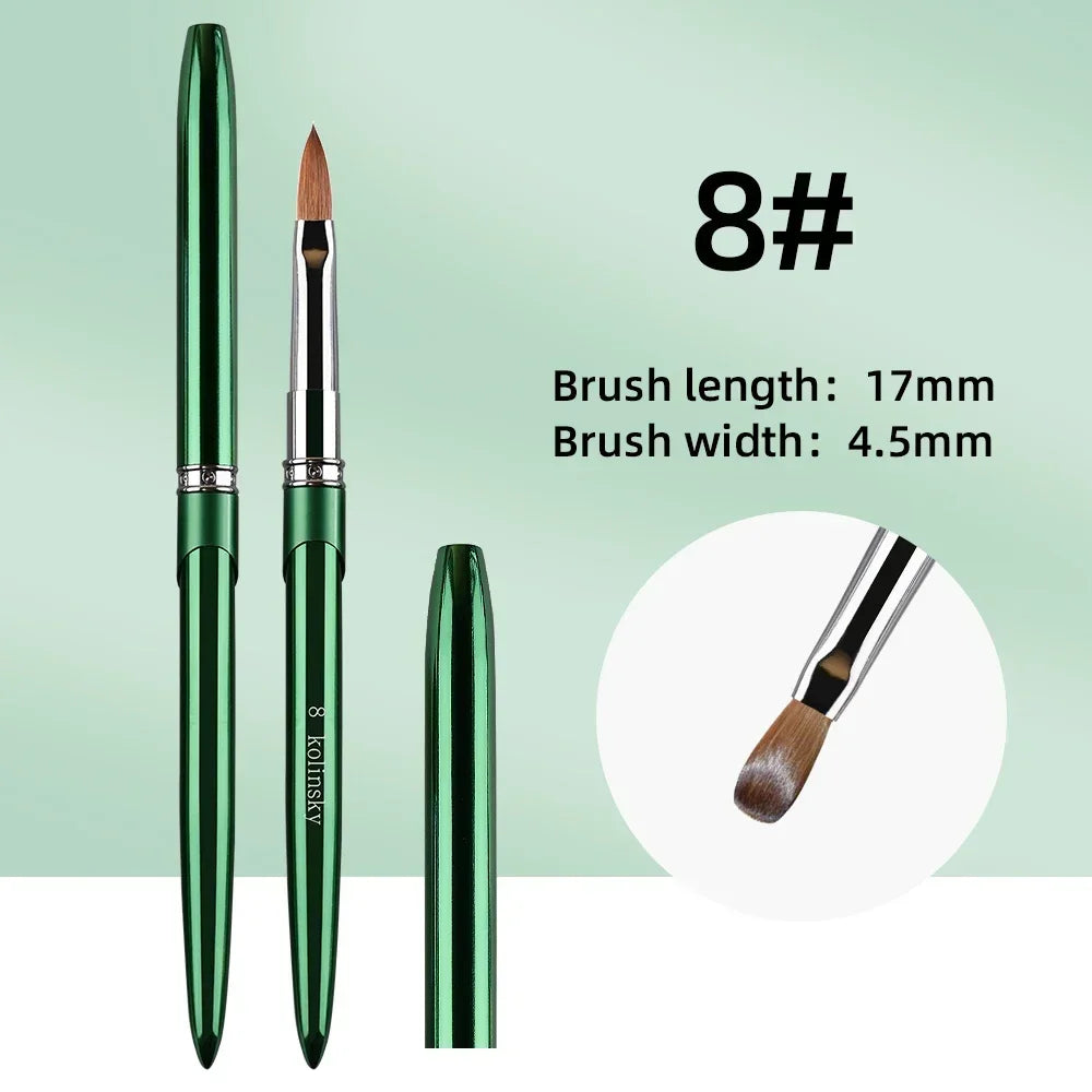 Kolinsky Acrylic Nail Brush — 100% Pure Metal Handle, Sizes 2-18 High-Quality Nail Tool