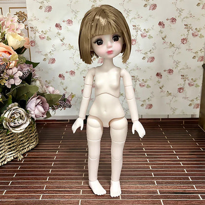 30cm 1/6 BJD Ball Jointed Doll – Starry Gray Eyes with Lolita Fashion Dress, DIY Toy Gift for Girls