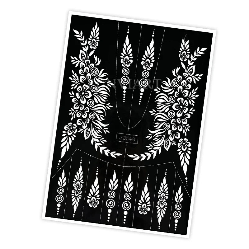 Reusable Henna Stencil Templates for Hand & Body – Floral Tattoo Stencils for Women, Weddings & Festivals Body Art Makeup Tools