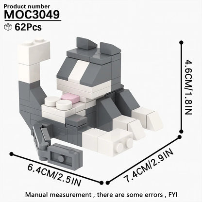 MOOXI Animal Series 62PCS MOC Cat Figures – DIY Building Blocks Educational Toys for Kids, Birthday Gift MOC3042-3045