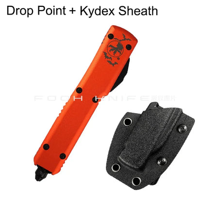 FOOH Knife Studio Halloween UltraTech Micro EDC Tool – Tactical D2 Steel with CNC Aluminum Orange Handle Comb