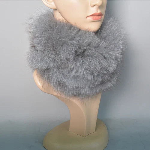 2025 Real Fox Fur Scarf and Headband – Luxury Winter Neck Warmer for Women, 100% Natural Fur, Elastic Ring Muffler