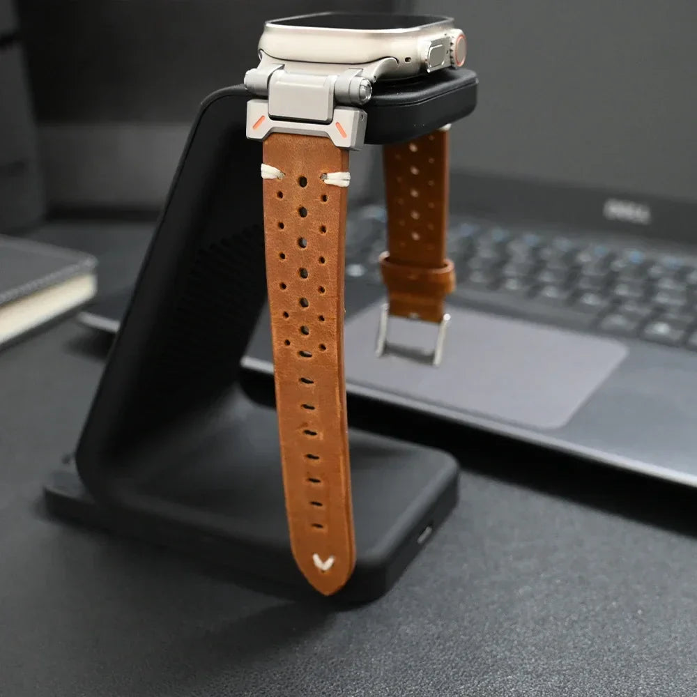 Luxury Leather Band for Apple Watch Ultra 2 – 49mm, Series 9, 8, 7, 45mm, Correa Strap for iWatch 6, 5, 4, SE, 3, 44mm, 42mm