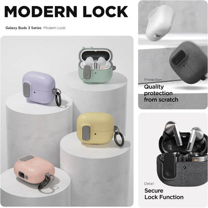 Security Lock Case for Galaxy Buds 3 & Buds 3 Pro – Shockproof Cute Protective Cover for Samsung Galaxy Buds 3
