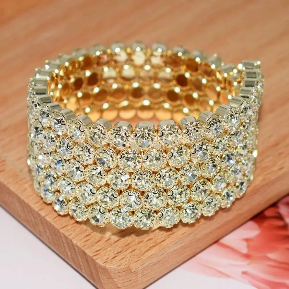 Women’s Rhinestone Crystal Bracelet - Glamorous Statement Jewelry for Stage & Special Events
