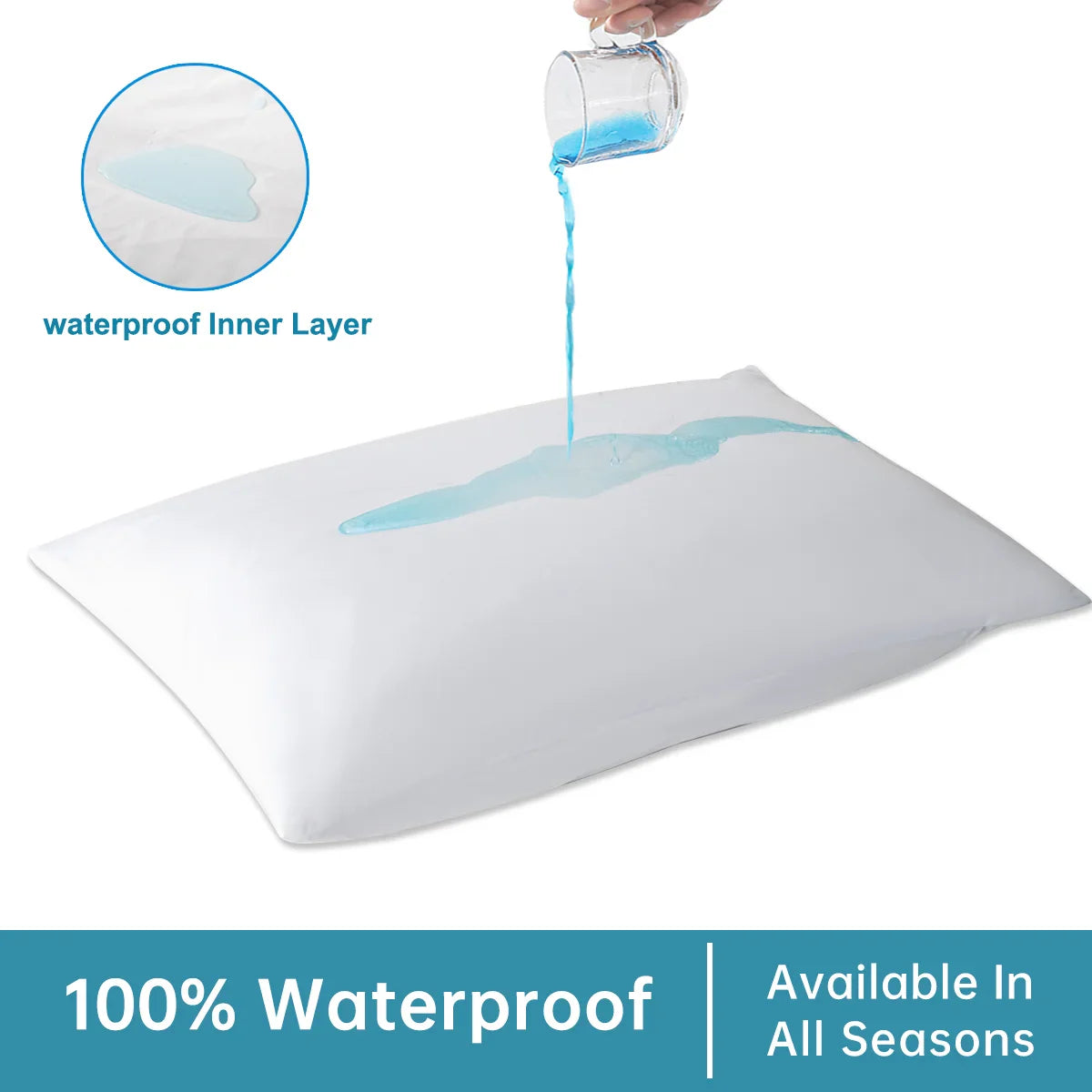 2-Piece Zippered Waterproof Pillow Covers – Oil-Resistant Knitted Pillow Protectors for Bed