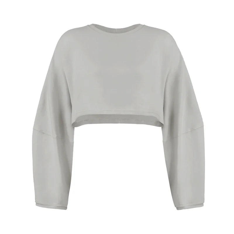 Women’s Sports Crop Top – Long Sleeve Gym & Yoga Workout Fitness Shirt