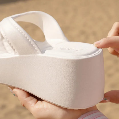 Fashion Clip Toe Chunky Platform Slippers - Women’s Summer EVA Wedge Beach Flip Flops
