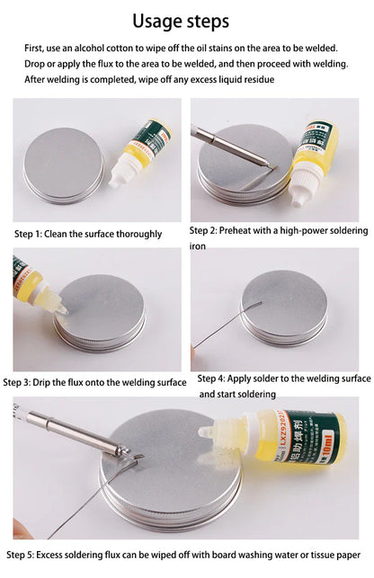 10ml Soldering Flux Liquid — Aluminum & Copper Electronics Flux for 18650 Battery Soldering, No-Clean