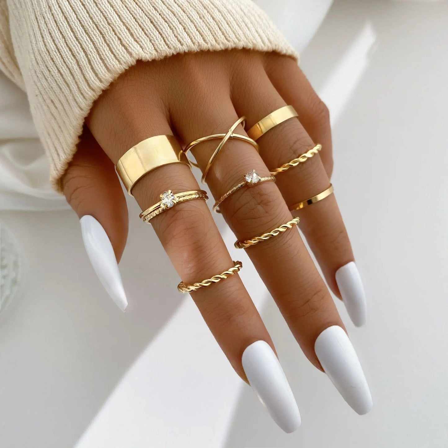 Bohemian Butterfly Pearl Rings Set – Vintage Gothic Plated Retro Rhinestone Finger Jewelry for Women, Gift Idea