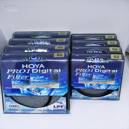 HOYA DMC Pro UV Filter — Slim Frame Multi-Coated Anti-Glare Blue Light Filter for 49mm to 82mm Lenses