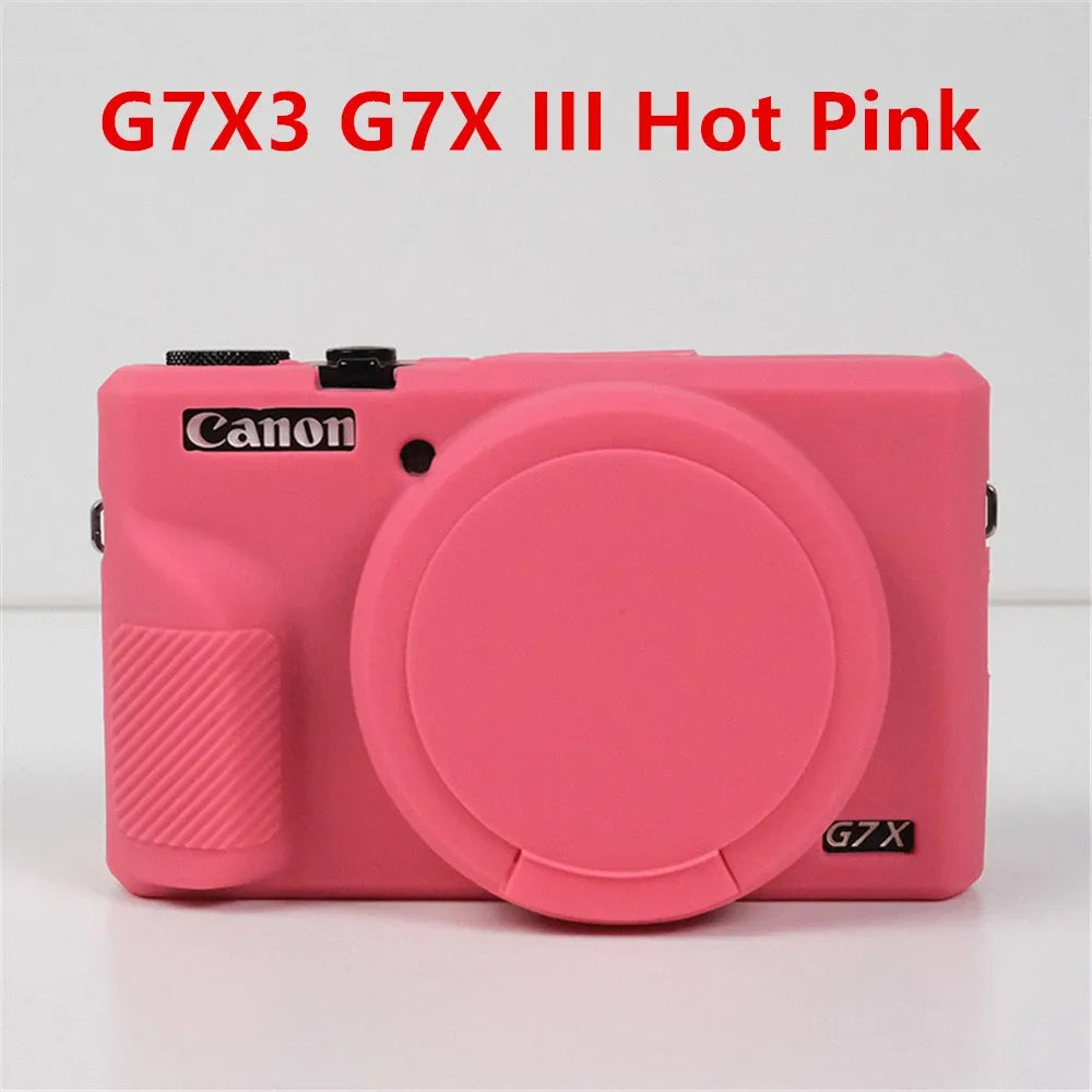 Canon G7X Mark II Silicone Camera Case - Soft Rubber Protective Skin Cover with Lens Protector for G7XII G7X2 G7X3 G7XIII