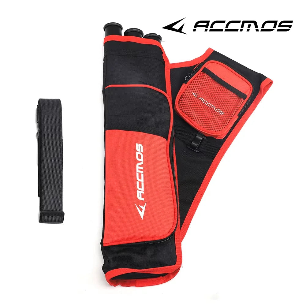 ACCMOS 3-Tube Arrow Quiver Pouch with Adjustable Belt — Recurve & Compound Bow Quiver for Hunting & Target Shooting