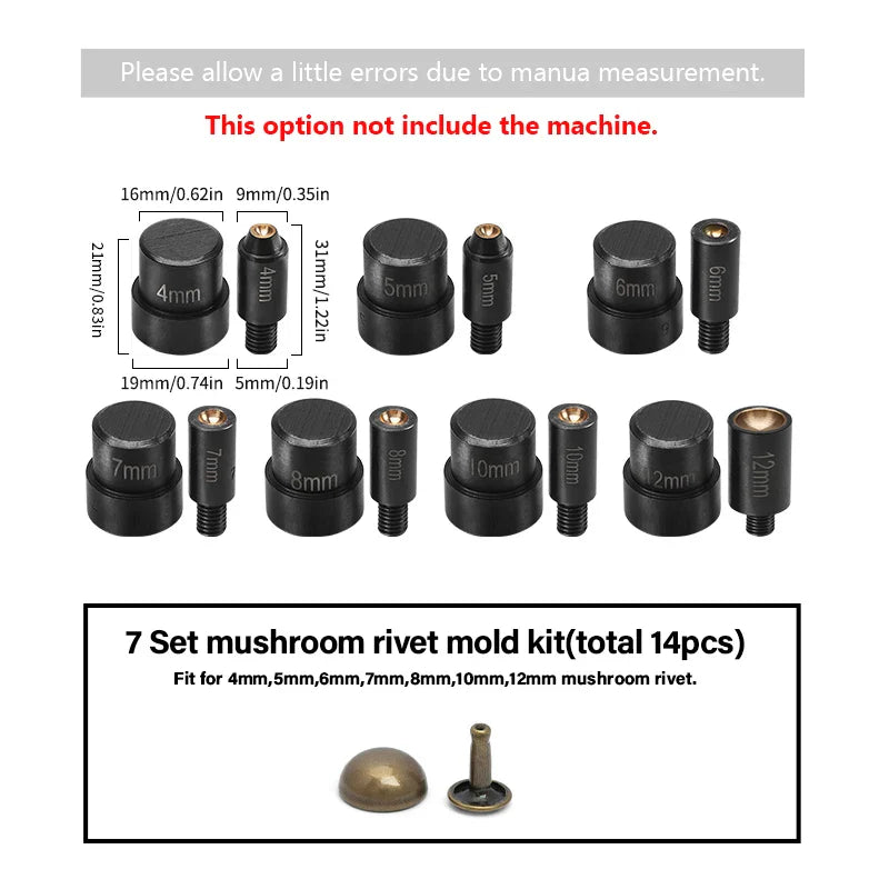 WUTA Manual Button Installation Tool – Mute Punching for Mushroom Rivets & Eyelets, DIY Hand Pressing Tool (With/Without Machine)