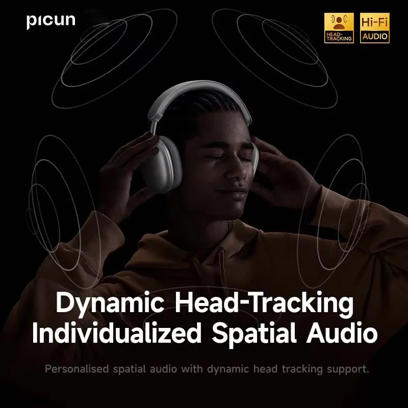 Picun F8 Pro ANC Wireless Headphones - 3D Spatial Audio Bluetooth Headset with HD Mic & Low Latency App Support