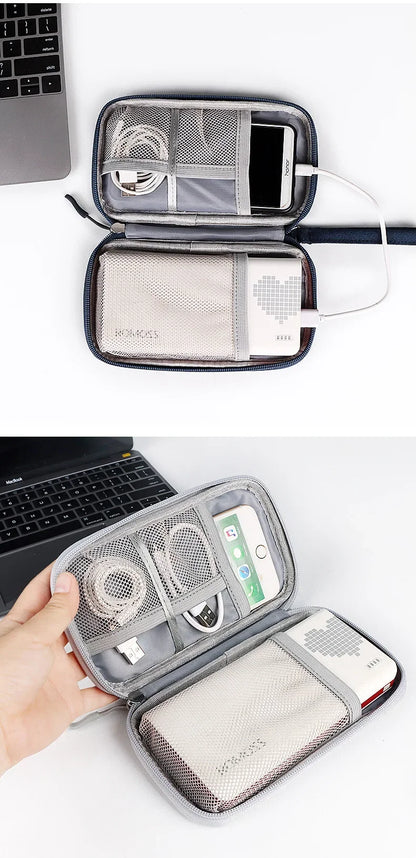 Portable Waterproof Cable Organizer Bag — Oxford Cloth Storage Case for Power Banks, Earphones & Digital Cables
