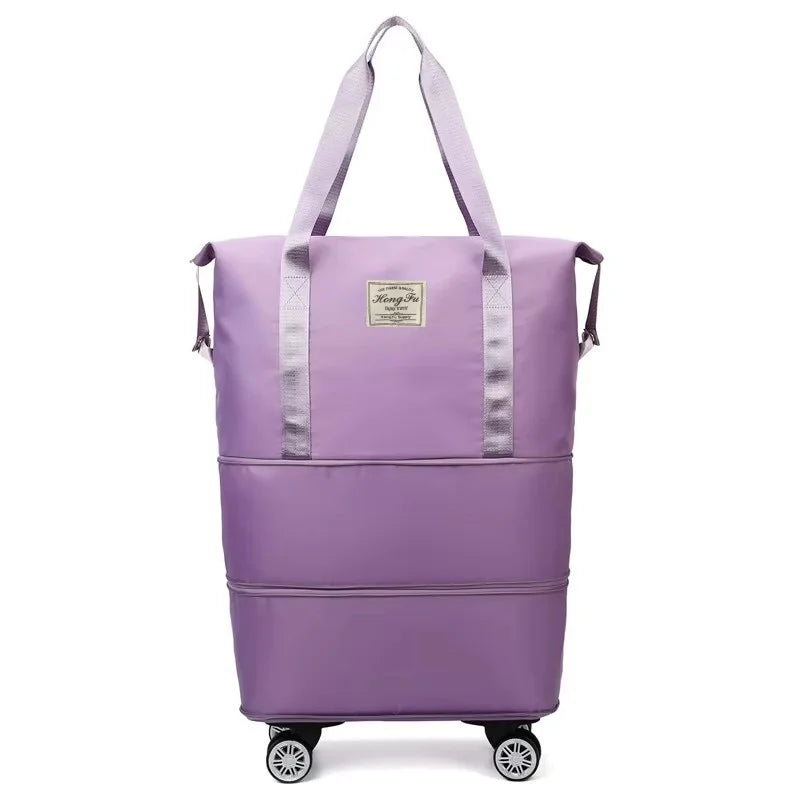 Oxford Cloth Large Capacity Travel Bag with Detachable Wheels – Dry Wet Separation Business Luggage Storage Bag