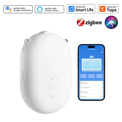 Tuya Smart Zigbee Curtain Motor with Hooks – T U Rail Smart Curtain Pusher, Siri, Google Home & Alexa Voice Control
