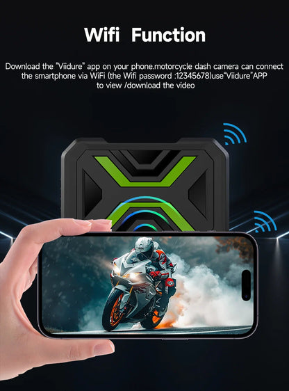 JIUYIN Dual Motorcycle Action Camera – 1080P Front & Rear DVR, Waterproof Dash Cam with WiFi