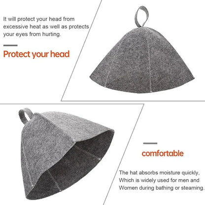 Felt Sauna Hat — Steam Cap for Men & Women, Home and Steam Room Sauna Accessory