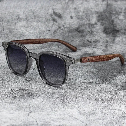 Retro Wood Grain Polarized Sunglasses for Men & Women – UV Protection Eyewear for Cycling, Outdoor & Street Photography