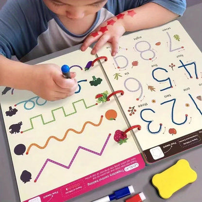 34-Page Reusable Magic Tracing Workbook - Educational Drawing & Pen Control Practice Set