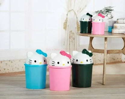 Sanrio Hello Kitty Kawaii Trash Can – Cute Dustbin for Bedroom & Living Room Garbage Disposal