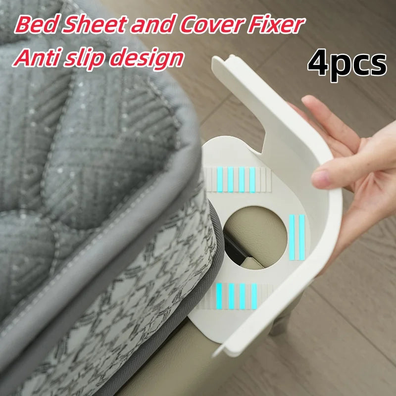 4pcs Bed Sheet Fasteners — Heavy Duty Multifunctional Sheet Ties & Corner Tightener Clips for Home Use