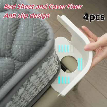 4pcs Bed Sheet Fasteners — Heavy Duty Multifunctional Sheet Ties & Corner Tightener Clips for Home Use