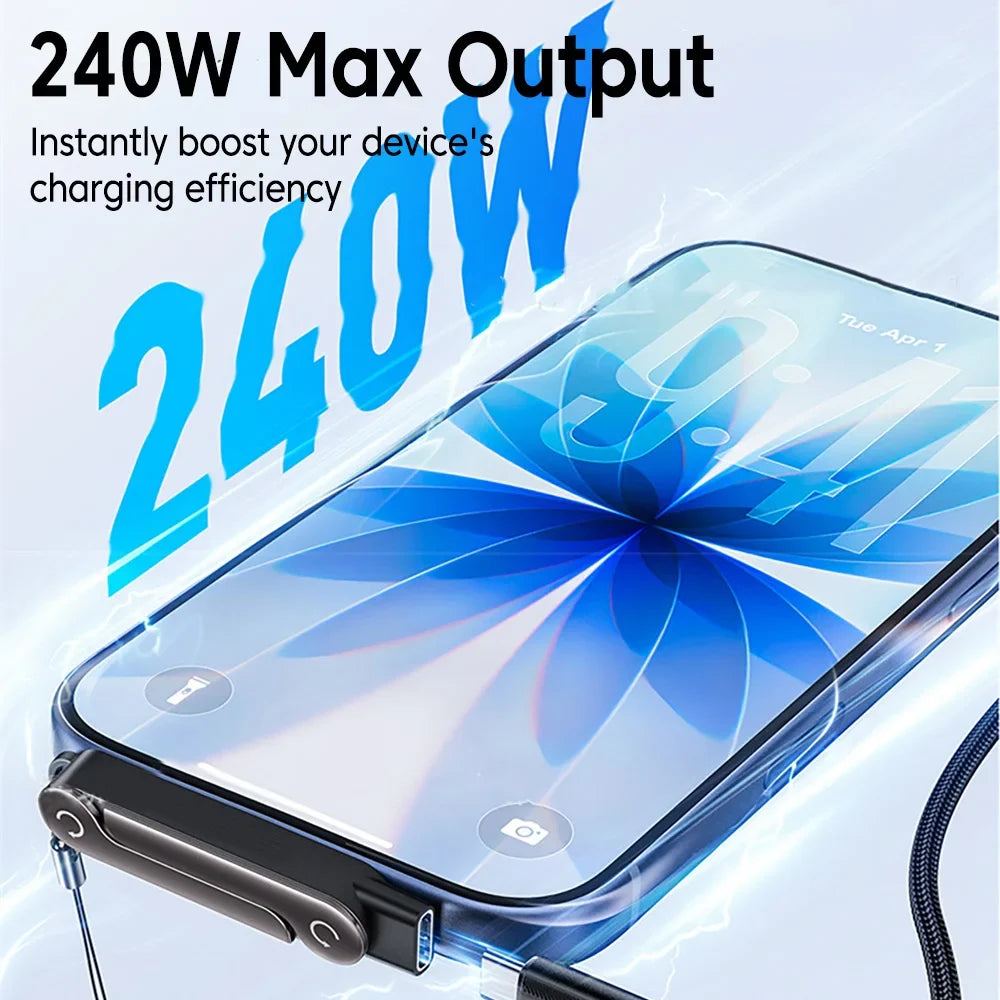 240W OTG Type-C Adapter – USB-C Male to Female Fast Charging & Data Transfer Converter with Foldable Holder Keychain Design